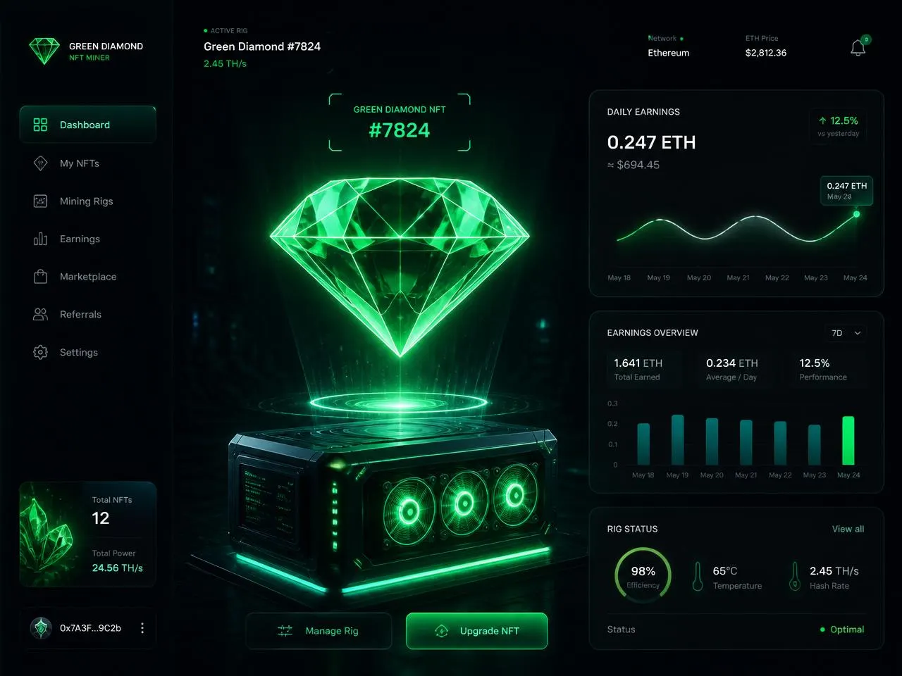 PayTrony NFT mining dashboard preview